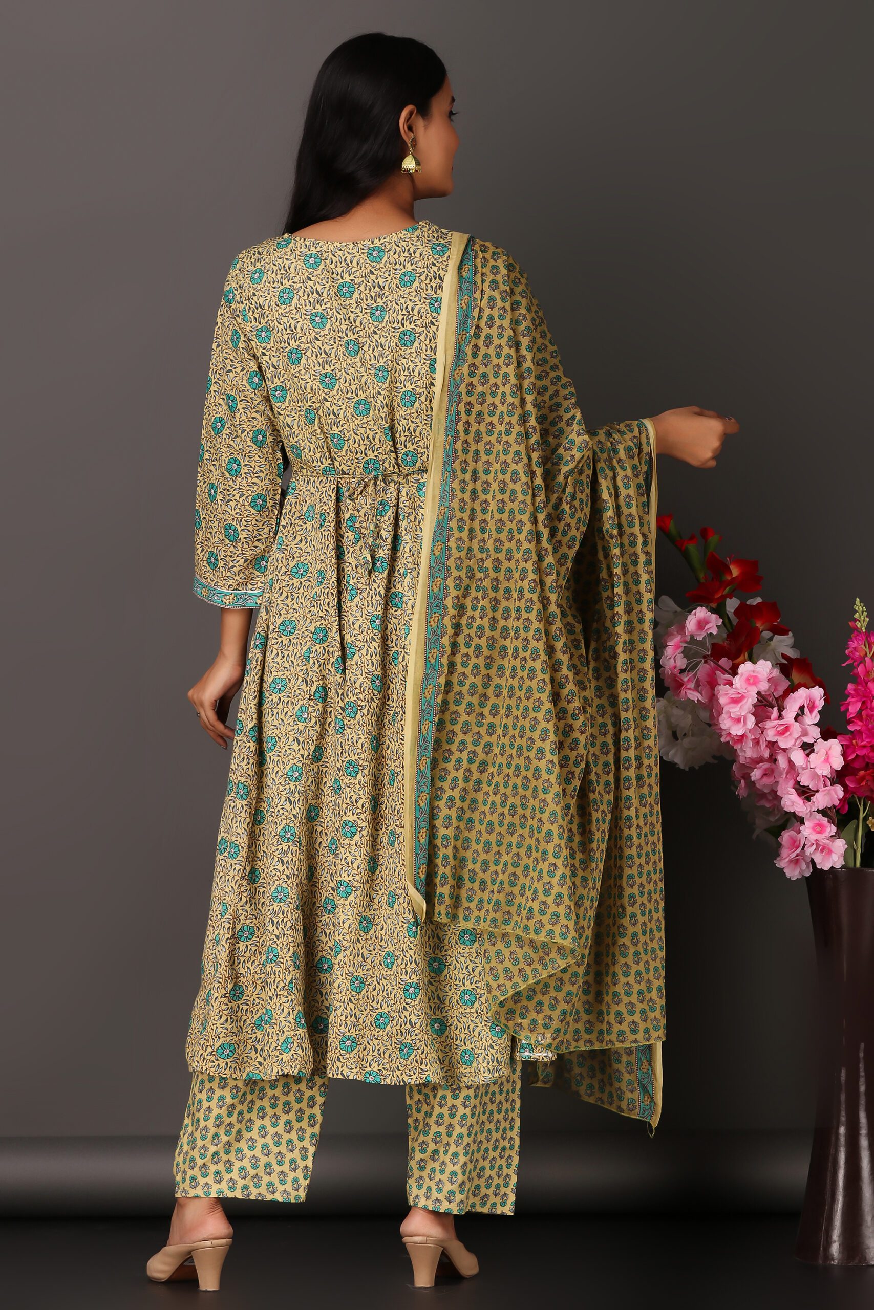 Pakistani Bottle Green Frock Style Georgette Embroidered Sharara Suit  LSTV125214