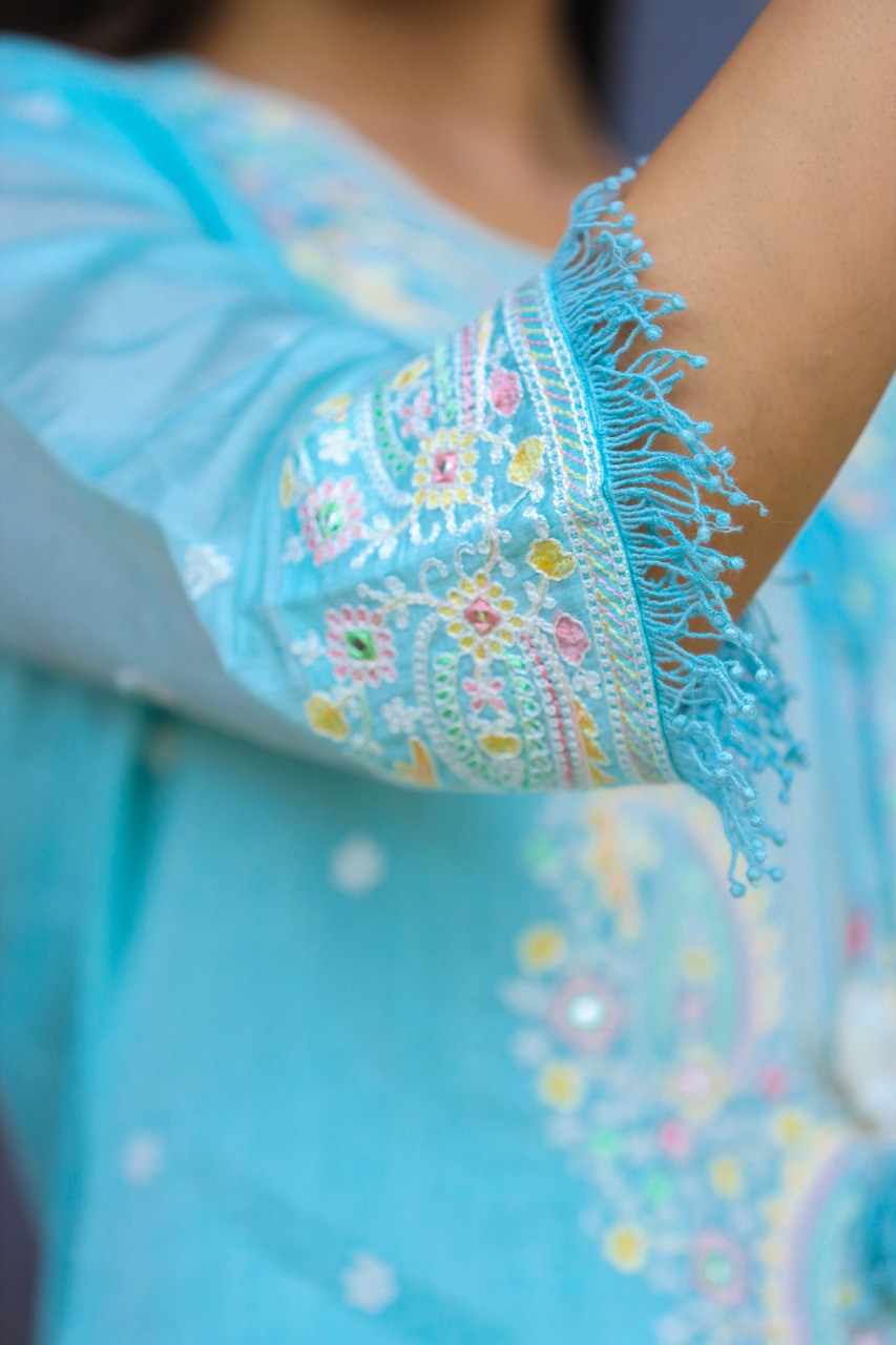 Silk Fabric Kashmiri Hand Work Heavy Sharara Set