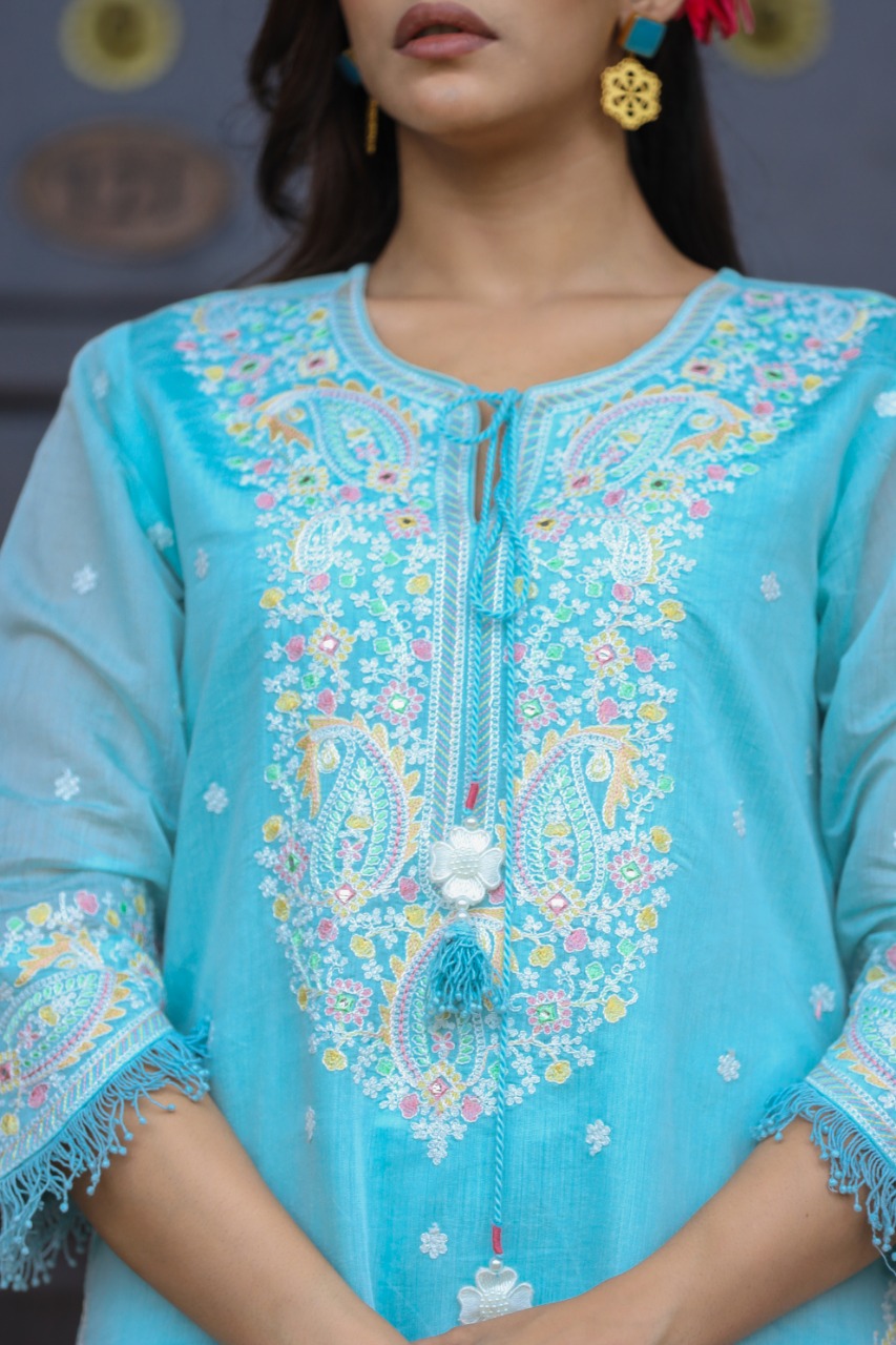 Silk Fabric Kashmiri Hand Work Heavy Sharara Set