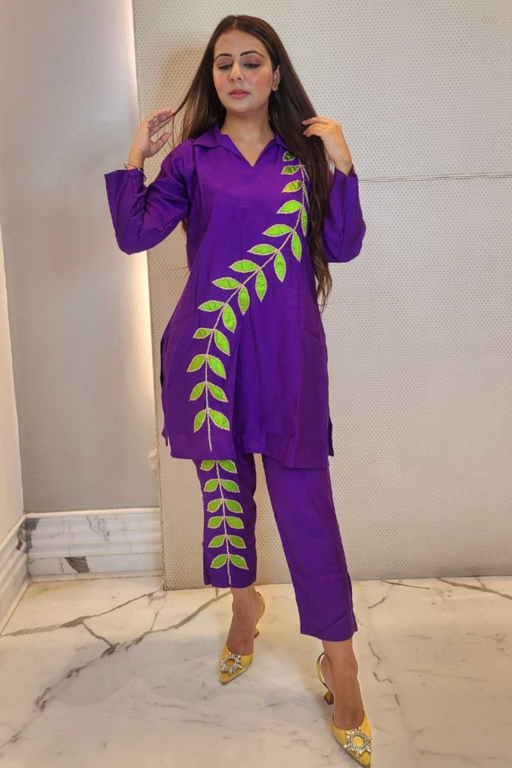 Silk Hand Embroidered Luxury Co-Ord Set