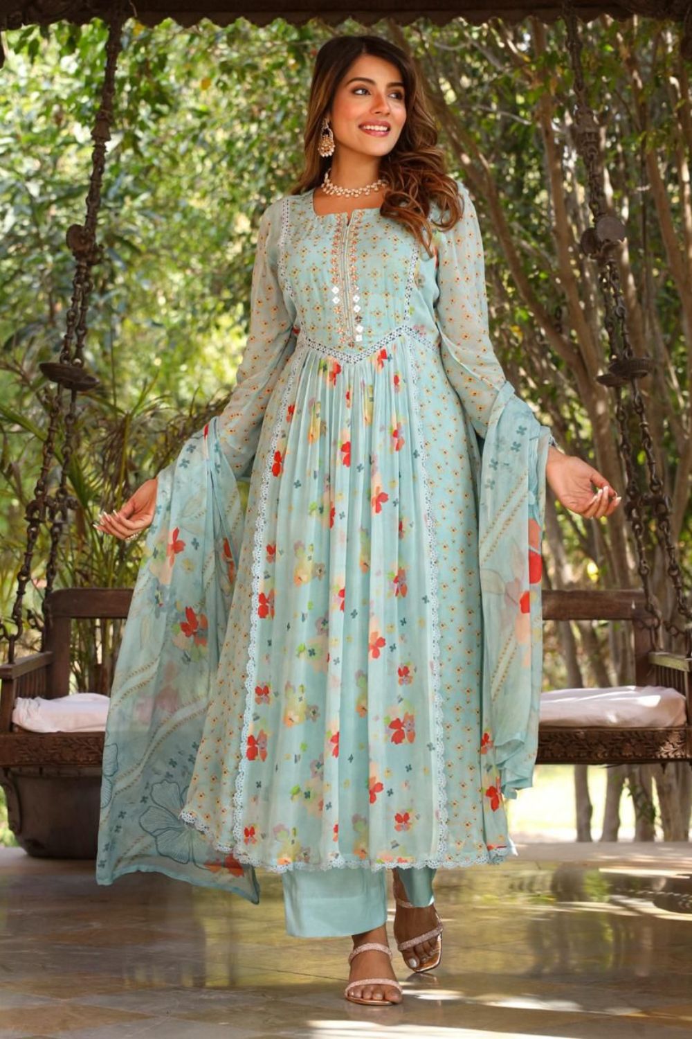 Pure Georgette Anarkali Set