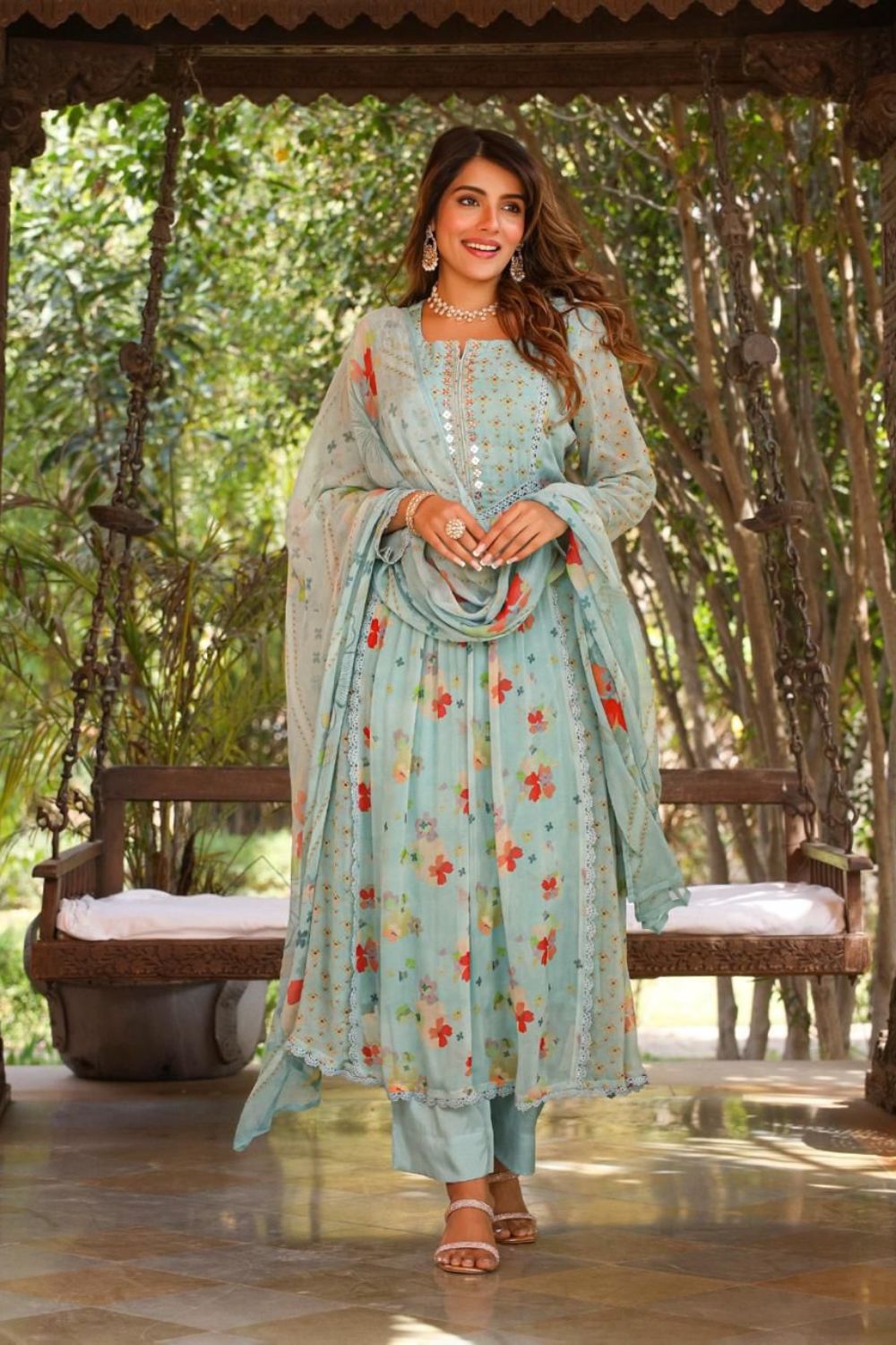 Pure Georgette Anarkali Set
