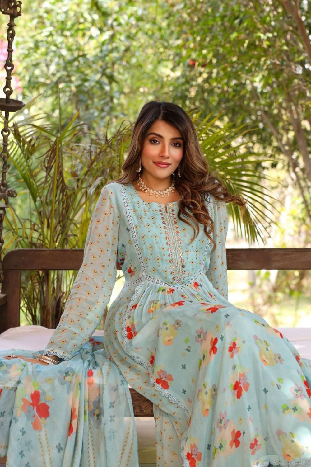 Pure Georgette Anarkali Set