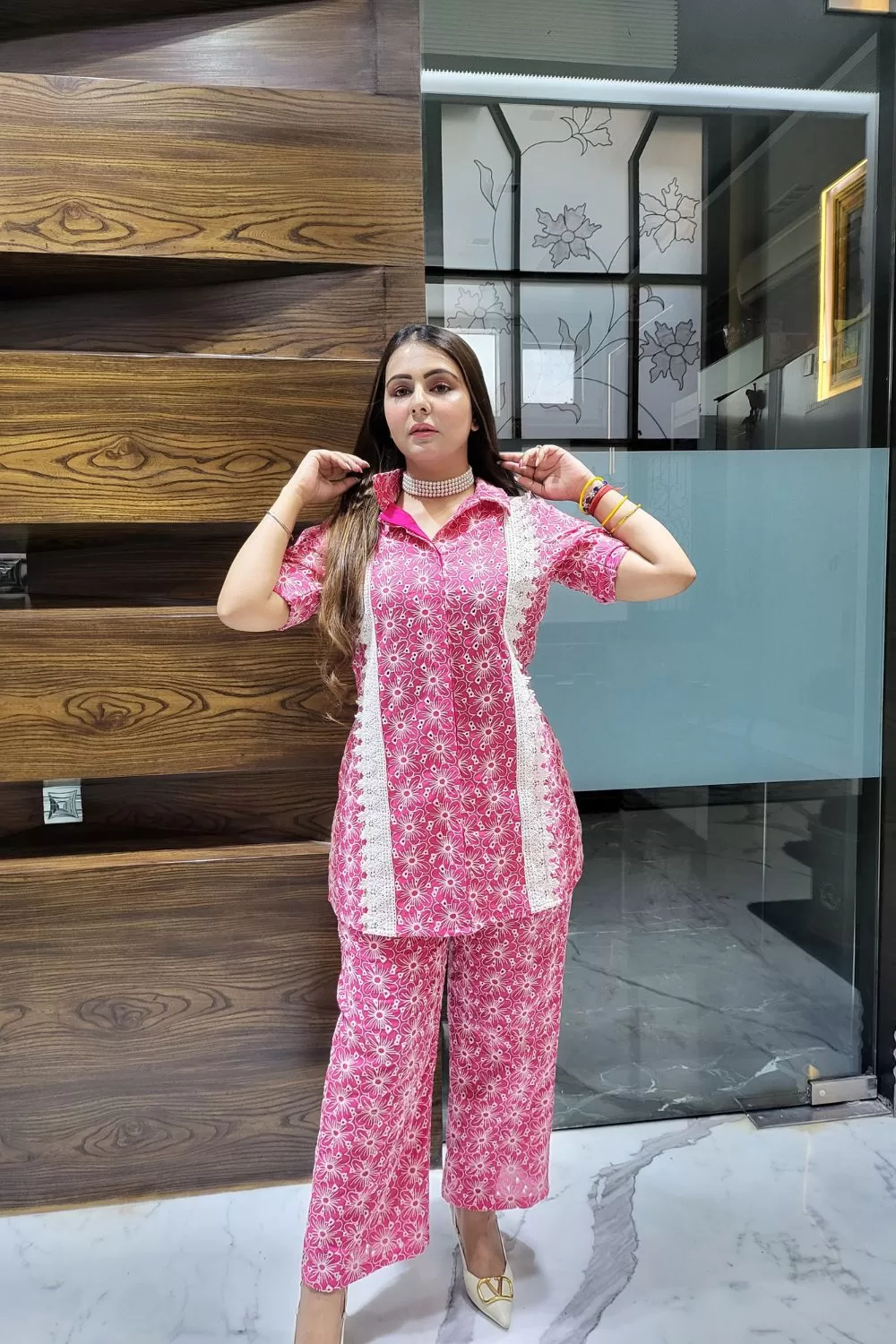 Pure Cotton Shiffli Luxury Coord Set