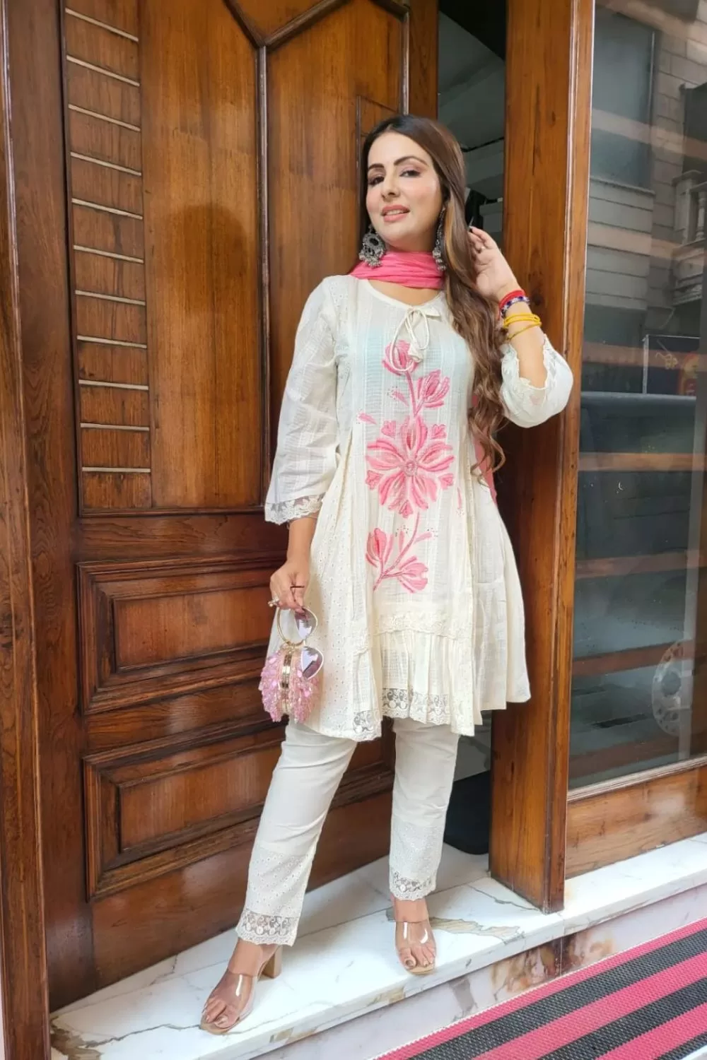 Pure Mul Cotton Hand Embroidered Suit