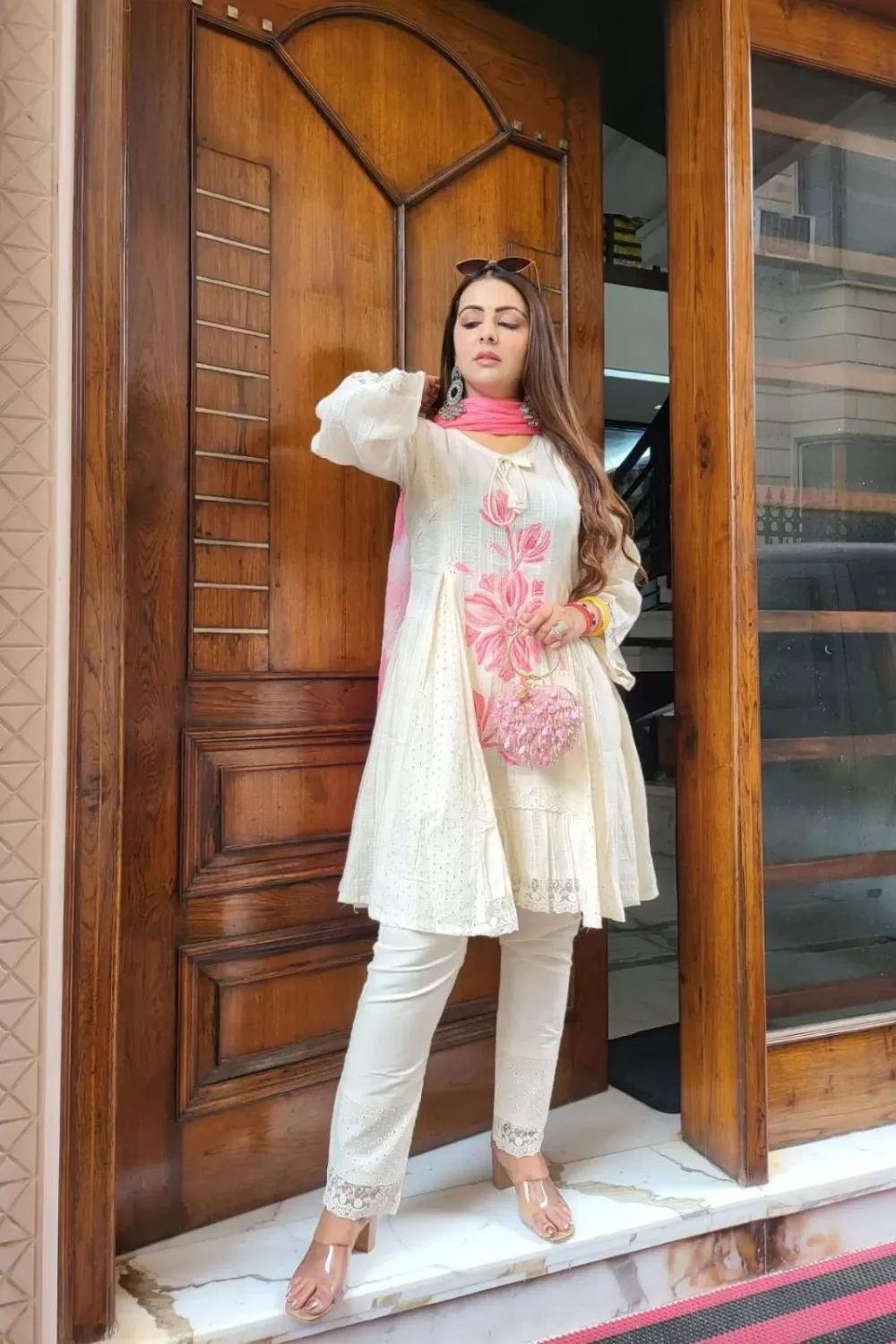 Pure Mul Cotton Hand Embroidered Suit