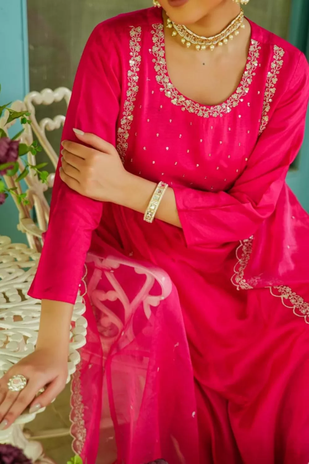 Silk Hand Embroidered Luxury Suit Set