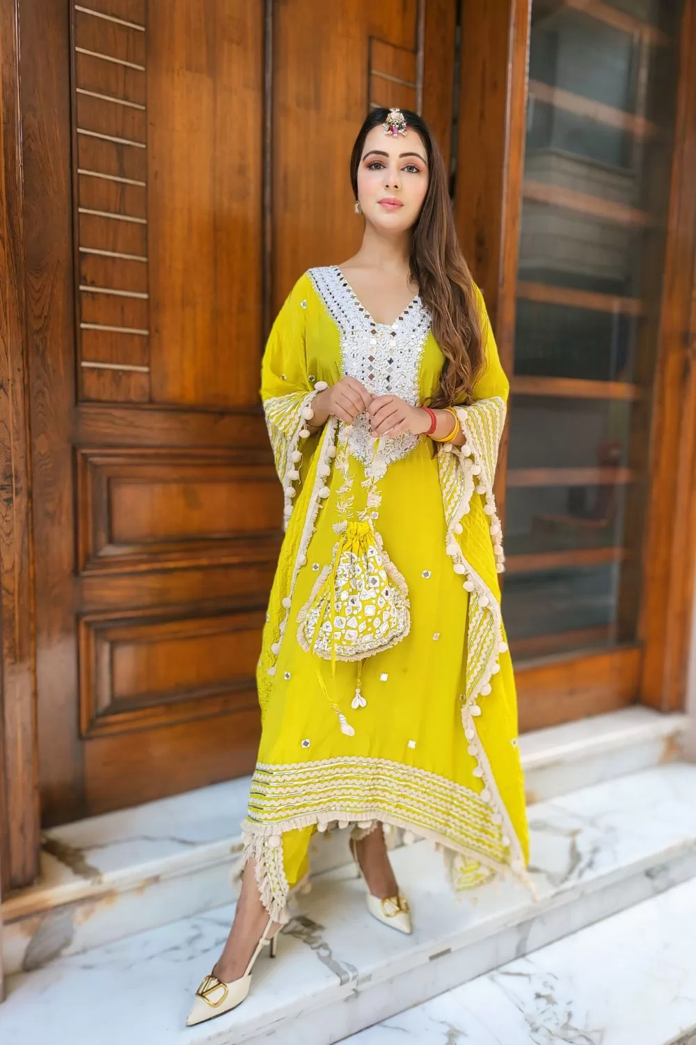 Pure Crepe Hand Embroidery Kaftaan Set