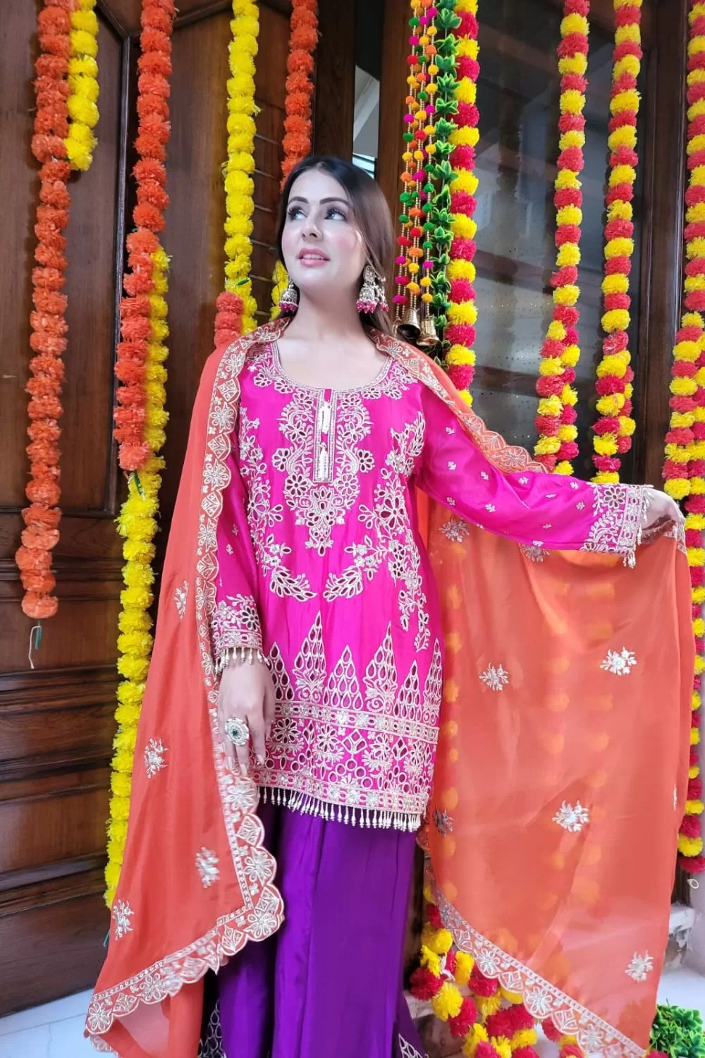 Chinon Full Hand Embroidered With Embellished Accessories With Lining Sharara