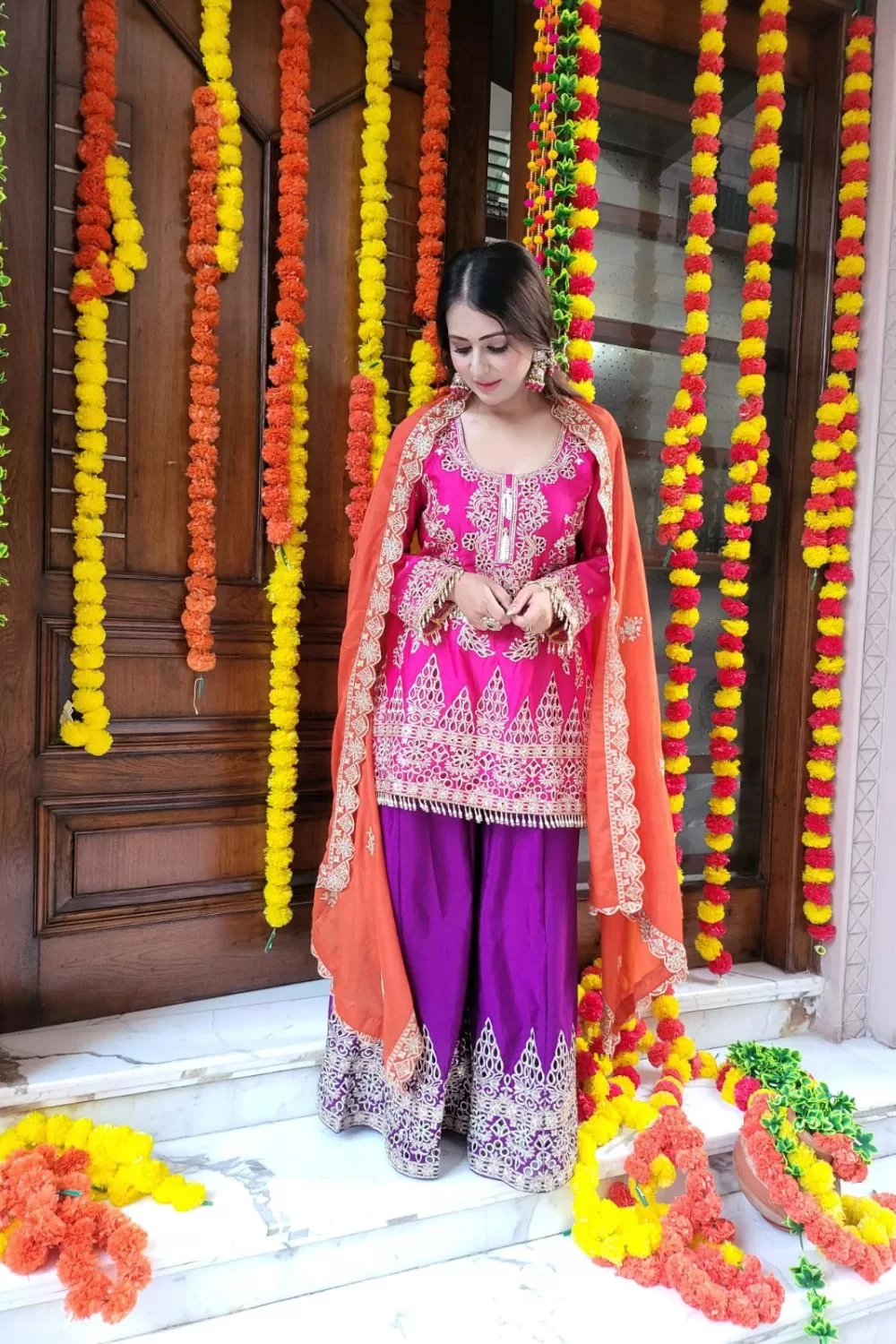 Chinon Full Hand Embroidered With Embellished Accessories With Lining Sharara