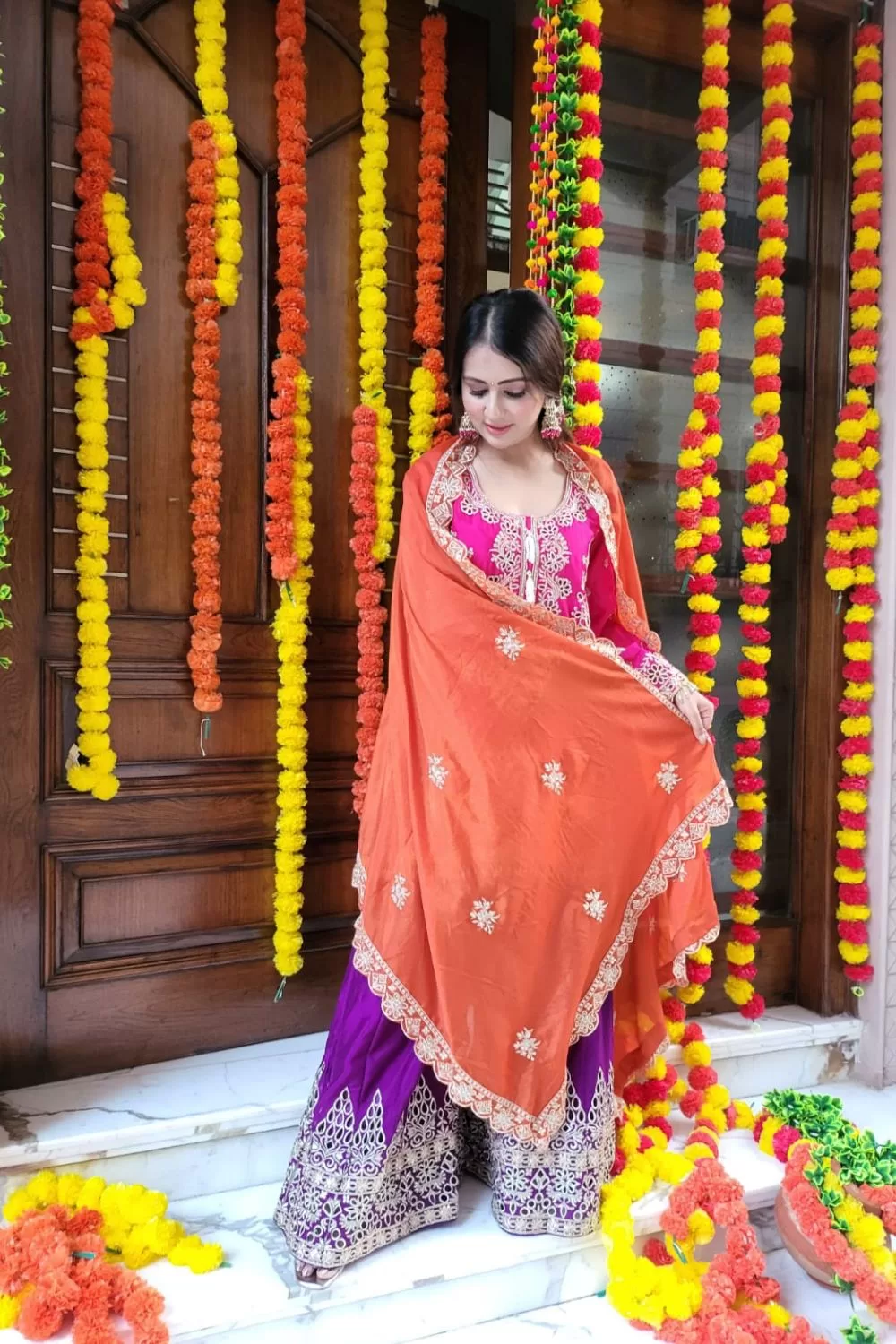 Chinon Full Hand Embroidered With Embellished Accessories With Lining Sharara