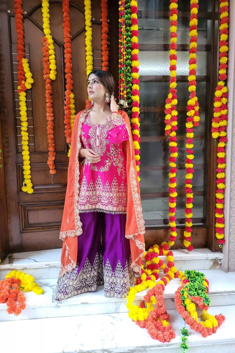 Chinon Full Hand Embroidered With Embellished Accessories With Lining Sharara