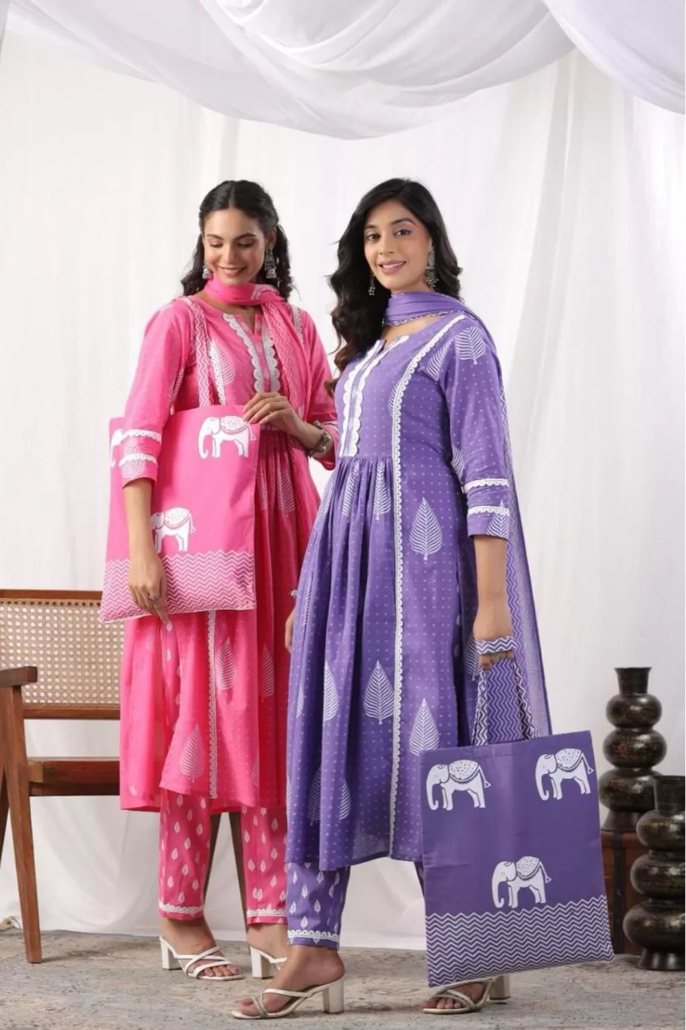 Pure Cotton Block Print Blue Color Suit Set