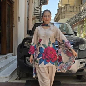 Blush Garden Premium Muslin Crepe Designer Suit