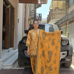 Amber Paisley Premium Muslin Crepe Designer Suit