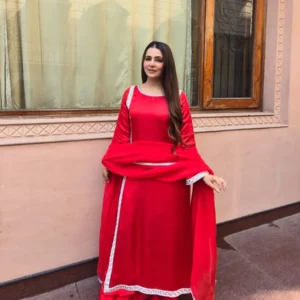 Crimson Luxe Modal Crepe Silk Designer Suit