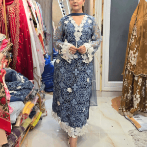 Pure Crochet Kurta Set with Mulmul Lining, Cotton Palazzo & Net Dupatta