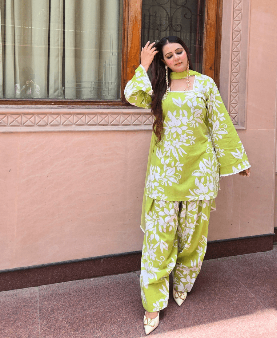 Pure Luxury Cotton Farshi Suit Set with Back Dori - Image 5