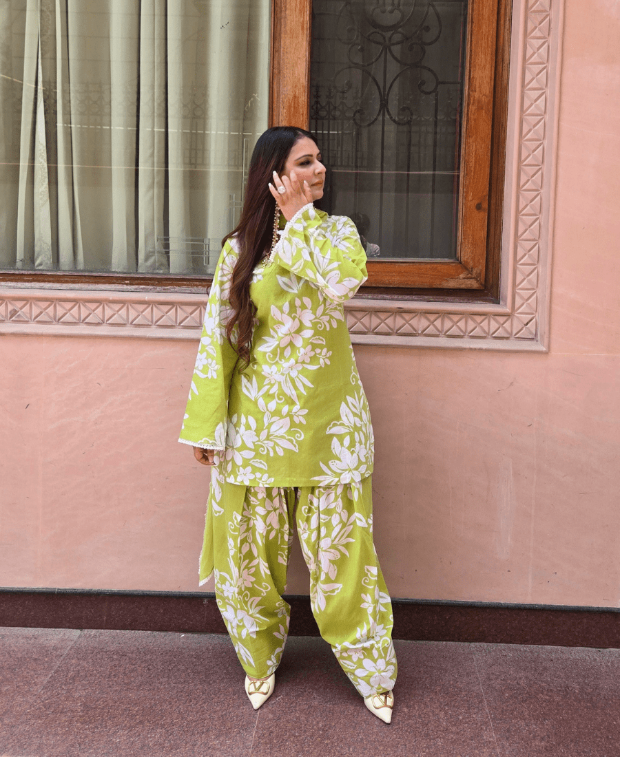 Pure Luxury Cotton Farshi Suit Set with Back Dori - Image 3