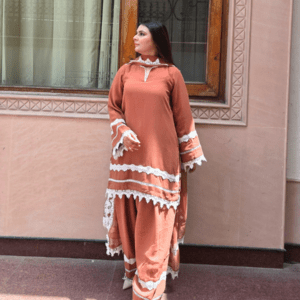 Premium Rust Brown Georgette Farshi Suit Set