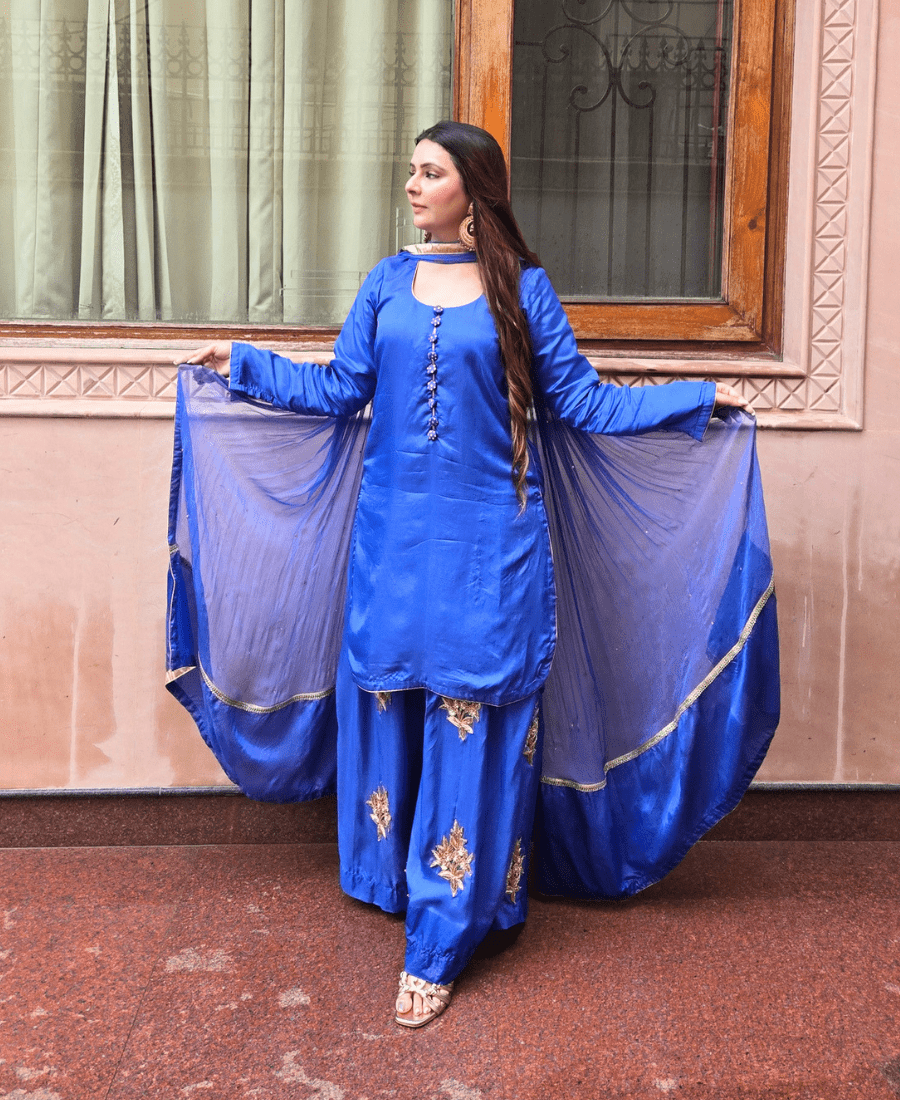 Pure Crepe Silk Sharara Set with Hand Embroidery - Image 5