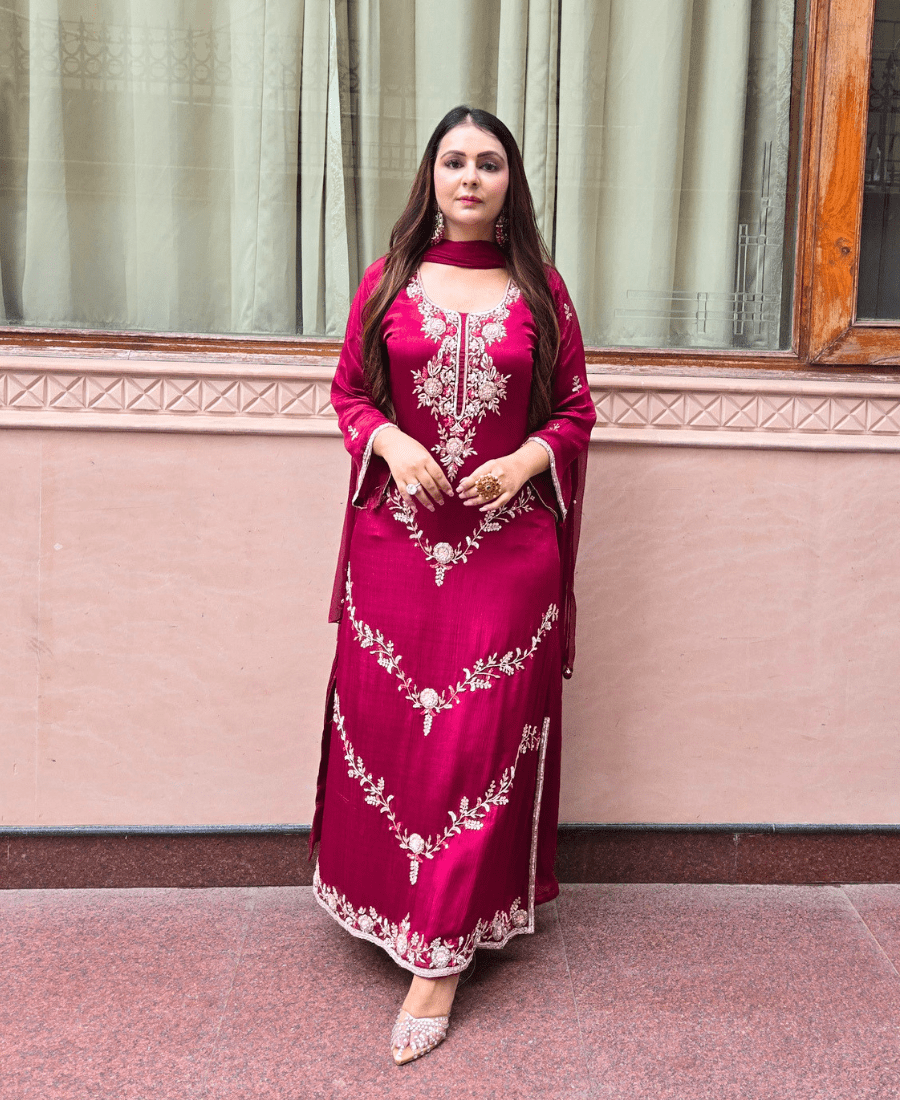 Aarohi Luxury Chiffon Crepe Handwork Suit Set