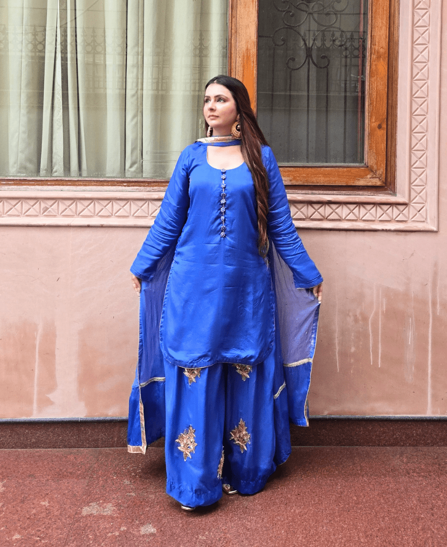 Pure Crepe Silk Sharara Set with Hand Embroidery - Image 4