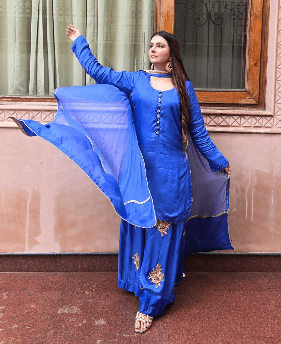 Pure Crepe Silk Sharara Set with Hand Embroidery - Image 3