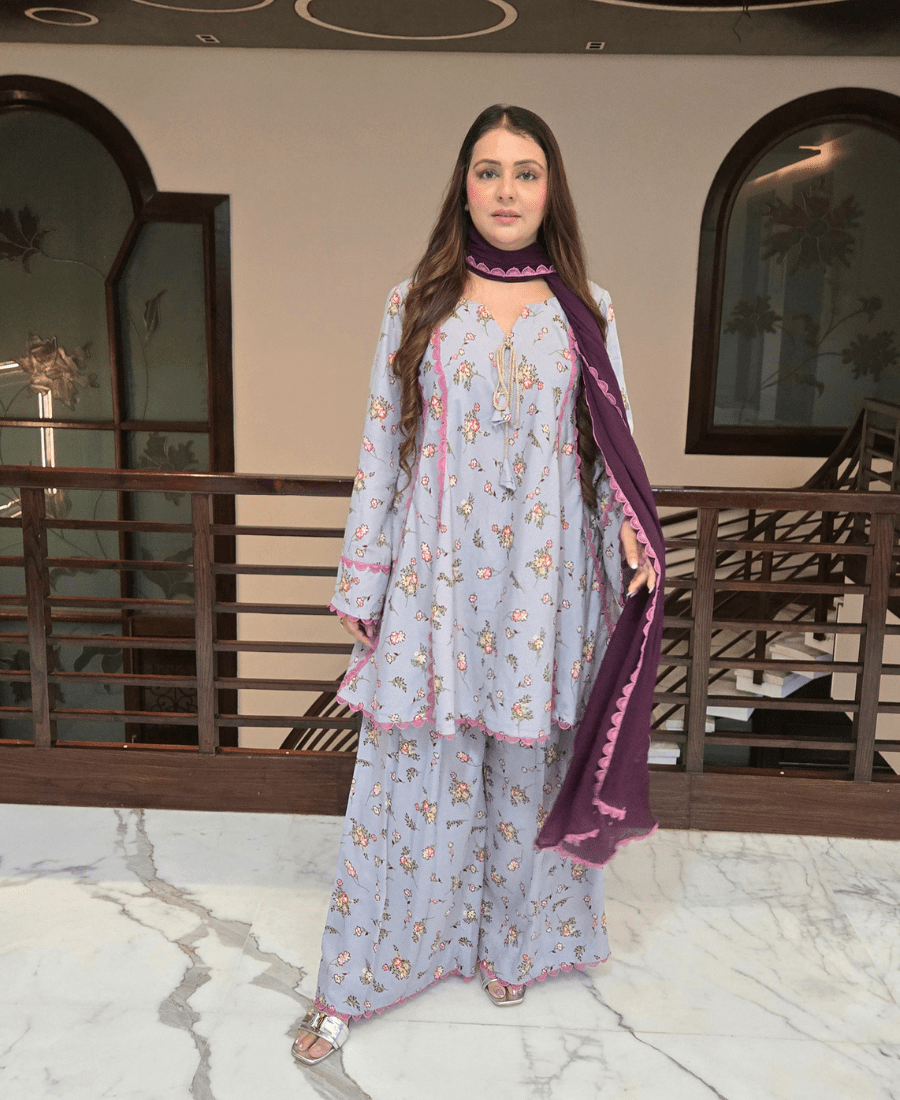 Saanjh Crepe Peplum Plazo Set - Image 3