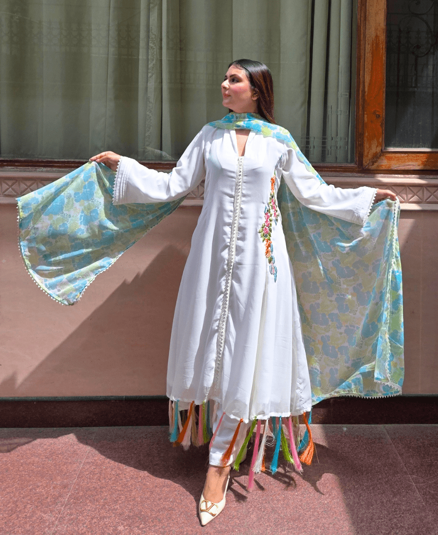 Noor Elegance Pure Georgette Anarkali Suit Set