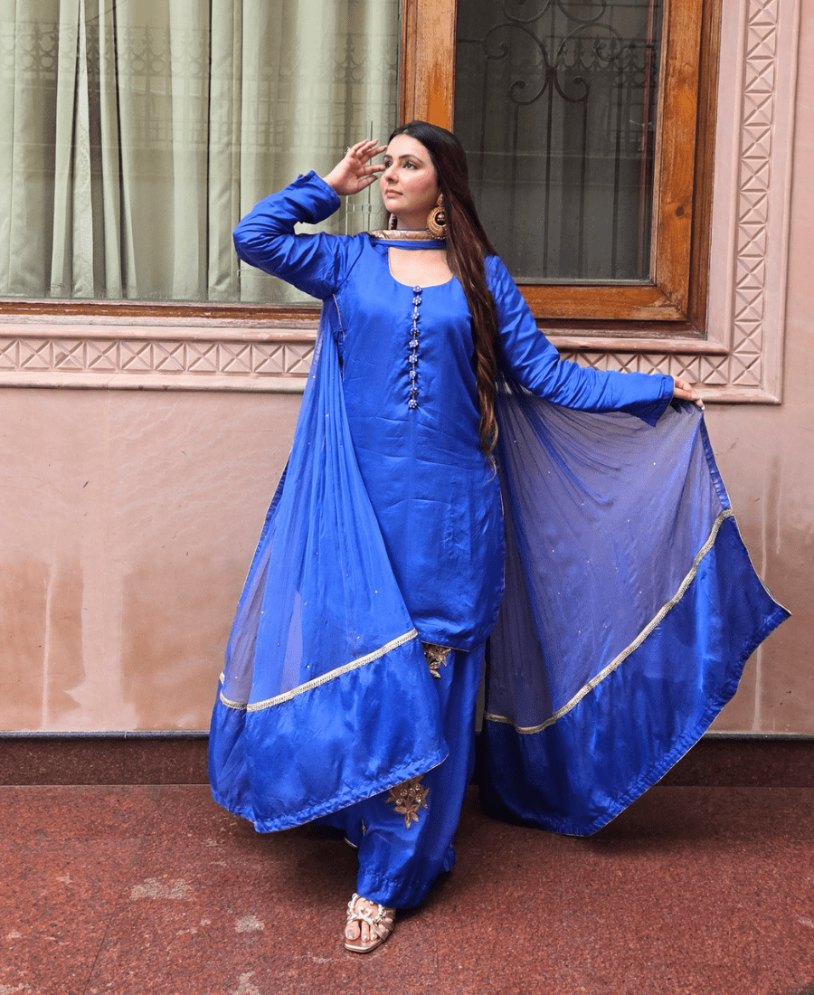 Pure Crepe Silk Sharara Set with Hand Embroidery