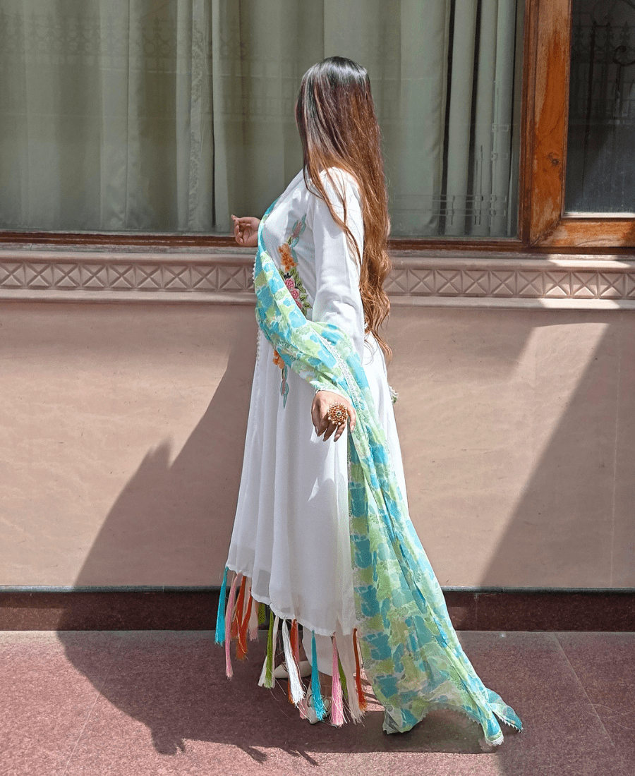 Noor Elegance Pure Georgette Anarkali Suit Set - Image 4