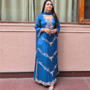 Azure Royale Luxury Chiffon Crepe Suit Set
