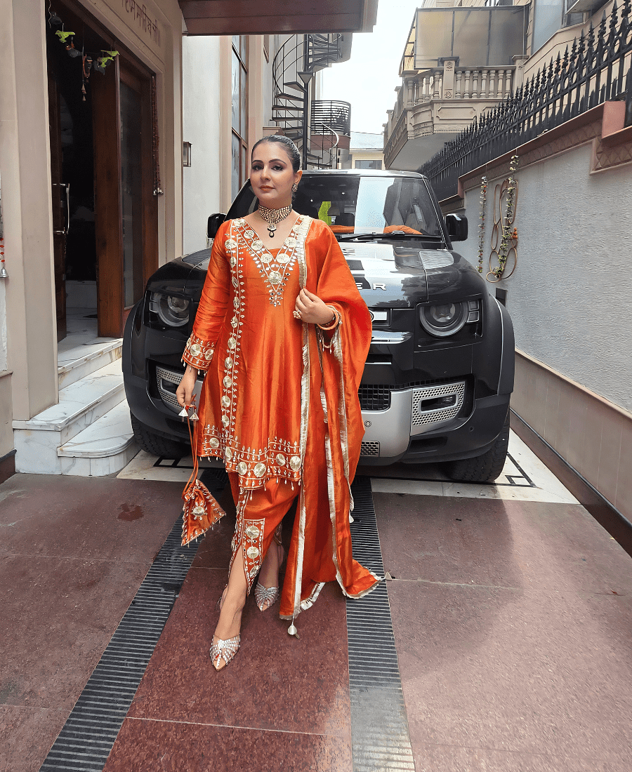 Glass Tissue Dhoti Kurta Set