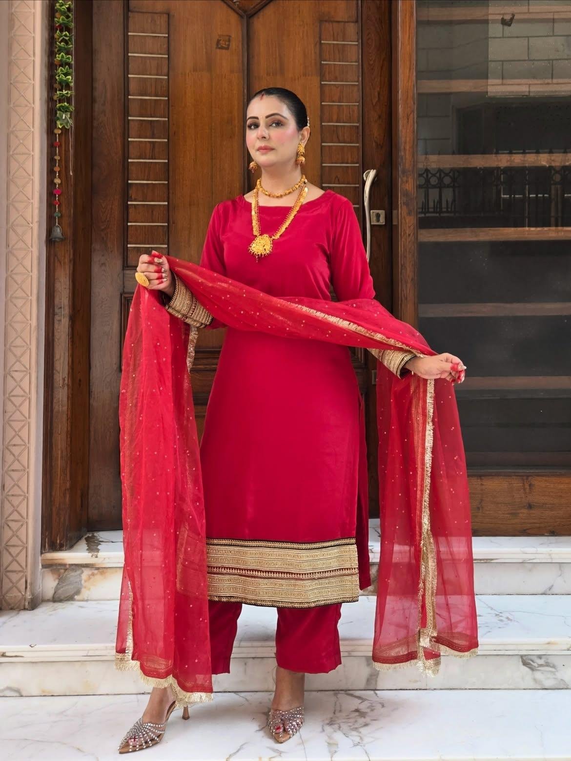 Red Pure Milano Crepe Suit