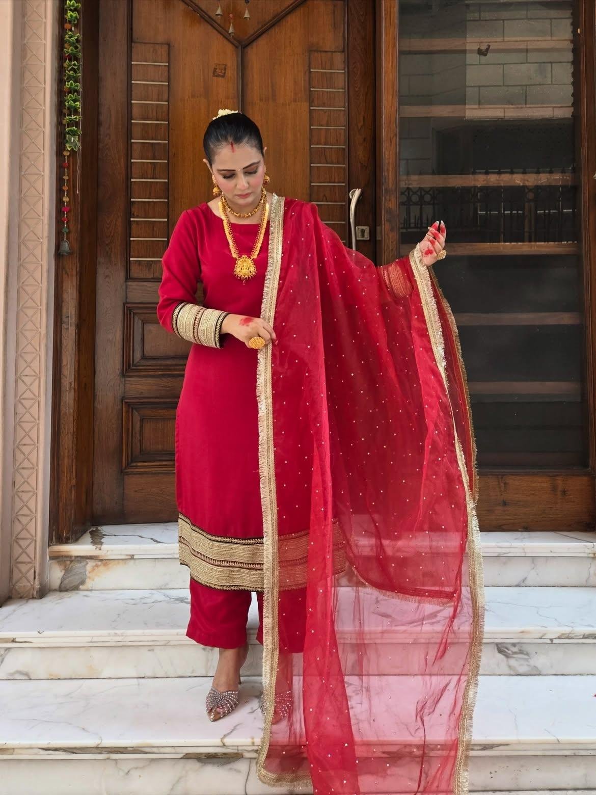 Red Pure Milano Crepe Suit - Image 6