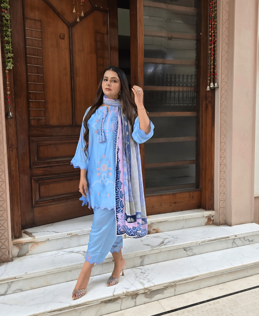 Pure Natural Crepe Choga Kurti Set - Image 5