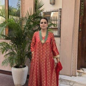 Pure Banarasi Pocket Style Anarkali Set