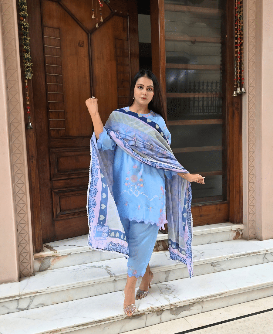 Pure Natural Crepe Choga Kurti Set - Image 4