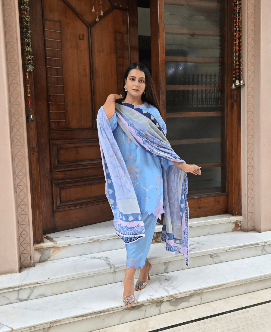 Pure Natural Crepe Choga Kurti Set - Image 3