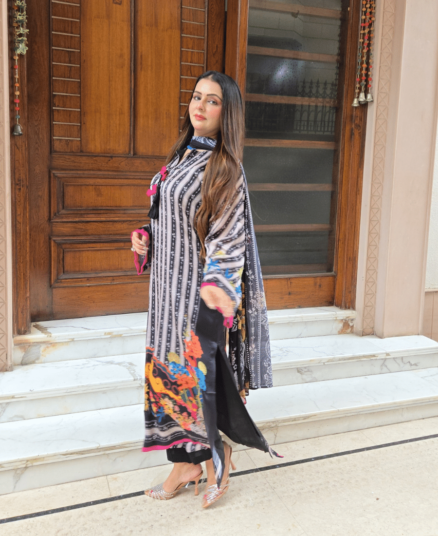 Pakistani Designer Printed Suit Set - Image 2