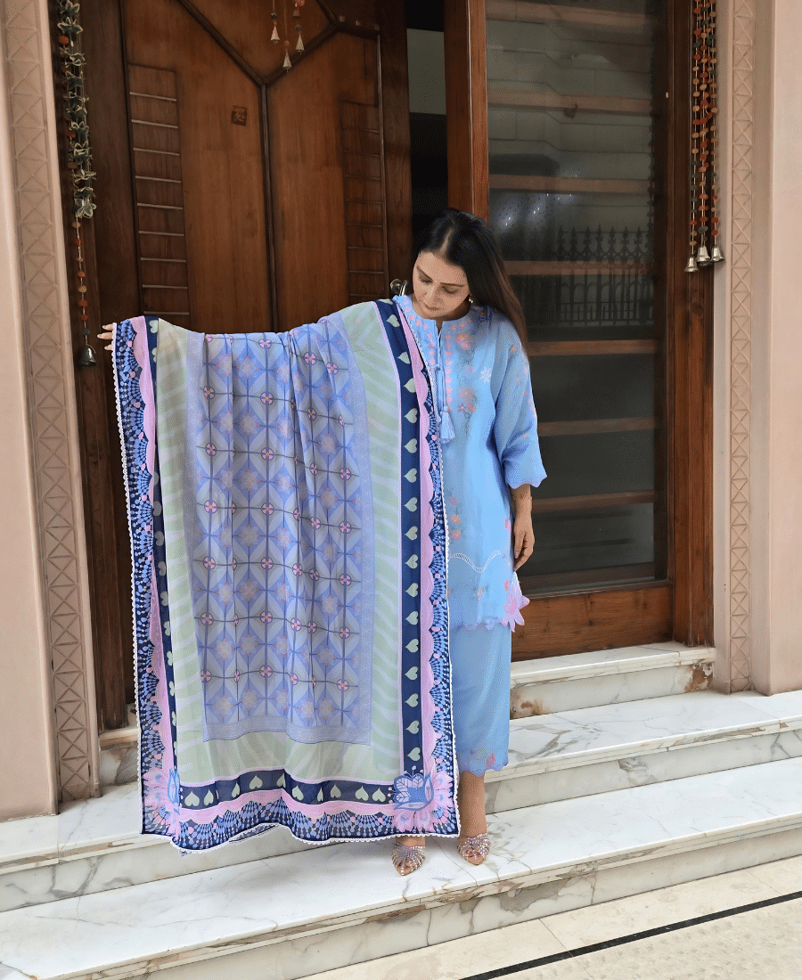 Pure Natural Crepe Choga Kurti Set - Image 2